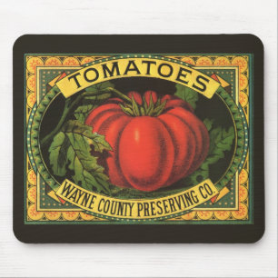 Vintage Fruit Crate Label Art, Wayne Co Tomatoes Mouse Mat
