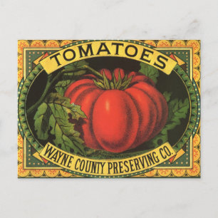 Vintage Fruit Crate Label Art, Wayne Co Tomatoes Postcard