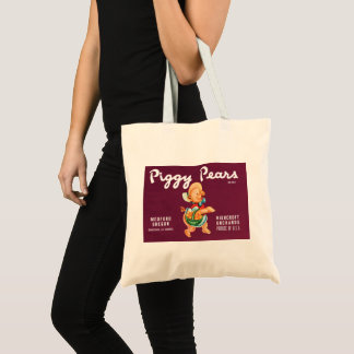 Vintage Fruit Crate Label Art with Piggy Pears Tote Bag