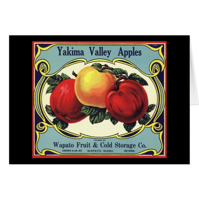 Vintage Fruit Crate Label Art Yakima Valley Apples (Front Horizontal)