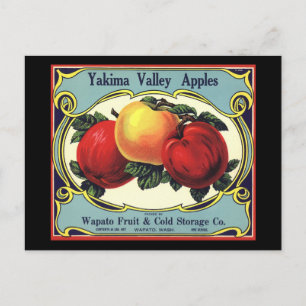 Vintage Fruit Crate Label Art Yakima Valley Apples Postcard