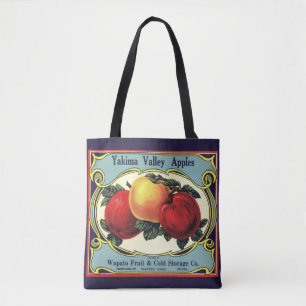 Vintage Fruit Crate Label Art Yakima Valley Apples Tote Bag