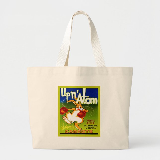 Vintage Fruit Crate Label Large Tote Bag (Front)