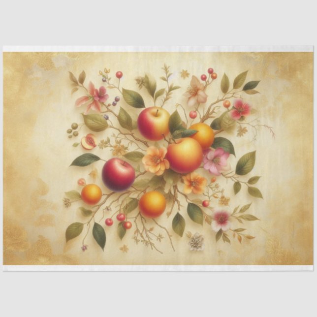 Vintage Fruit Floral Decoupage Tissue Paper (Front)