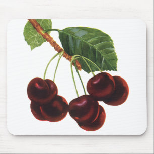 Vintage Fruit Foods, Ripe Cherries from a Tree Mouse Mat