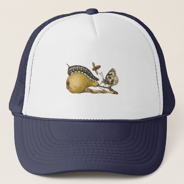 Vintage Fruit Insects Bee Butterfly Caterpillar Trucker Hat (Front)