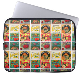 Vintage Fruit Label Pattern Laptop Sleeve