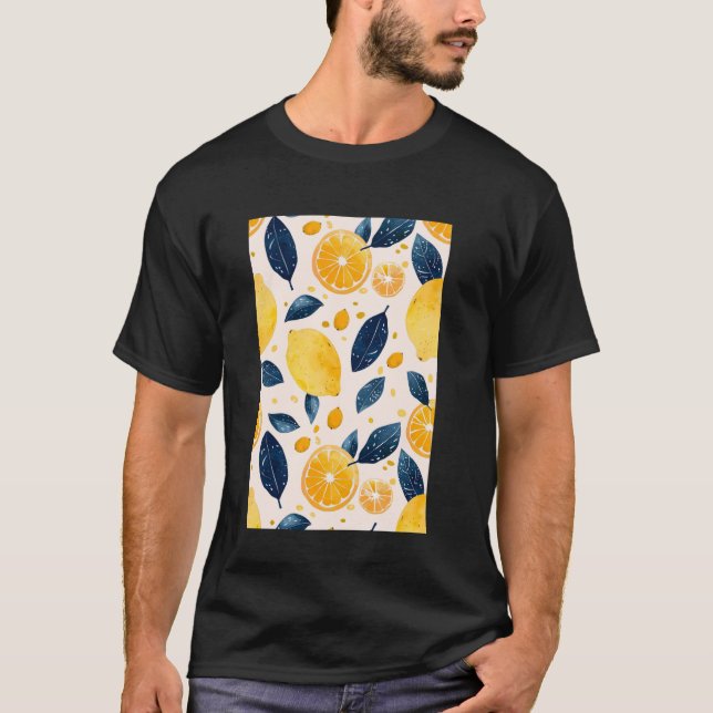 Vintage Fruit Pattern Art Lemon  3 T-Shirt (Front)