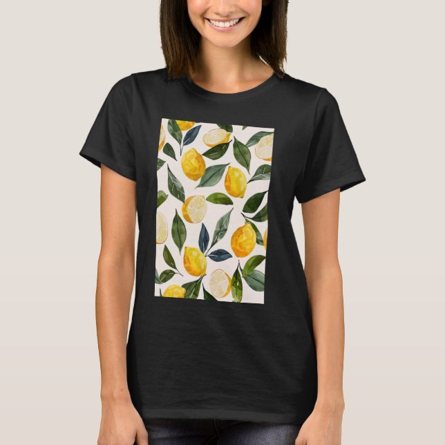 Vintage Fruit Pattern Art Lemon 4 T-Shirt (Front)