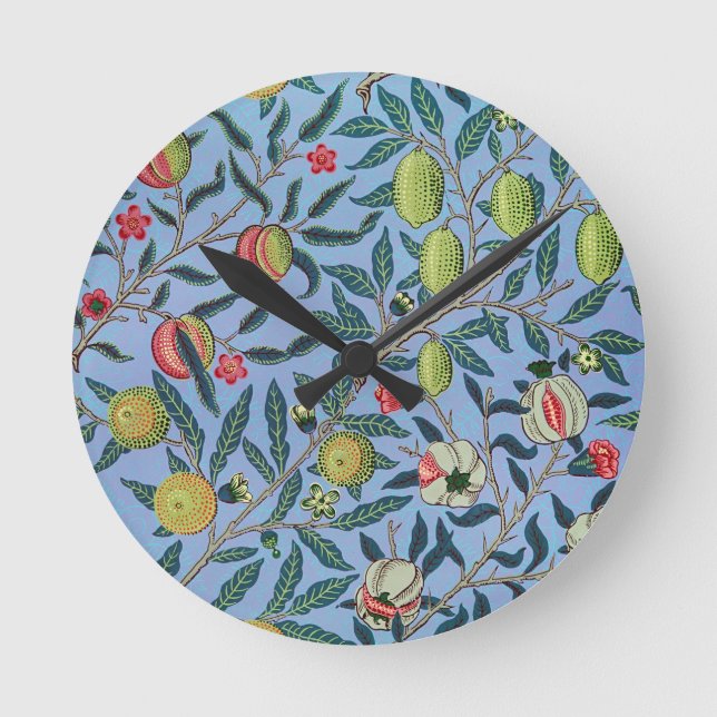 Vintage Fruit Pomegranate Ornament Illustration Round Clock (Front)