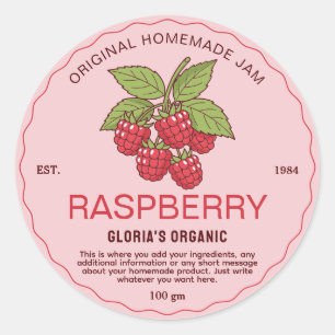 Vintage Fruit Raspberry Jam Homemade Product Classic Round Sticker