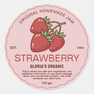 Vintage Fruit Strawberry Jam Homemade Product Classic Round Sticker