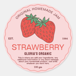 Vintage Fruit Strawberry Jam Homemade Product Classic Round Sticker