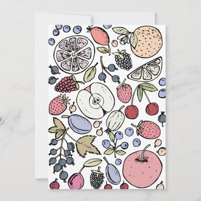 Vintage fruit themed, vintage invitation (Front)