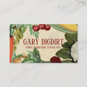 Vintage fruit vegetable culinary chef catering business card