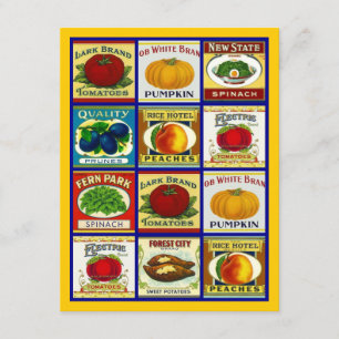 Vintage Fruit Veggie Labels Blank Party Invitation