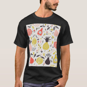 Vintage fruits, flowers: seamless pattern. T-Shirt