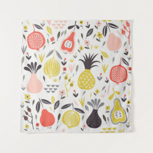 Vintage fruits, flowers: seamless pattern. tapestry