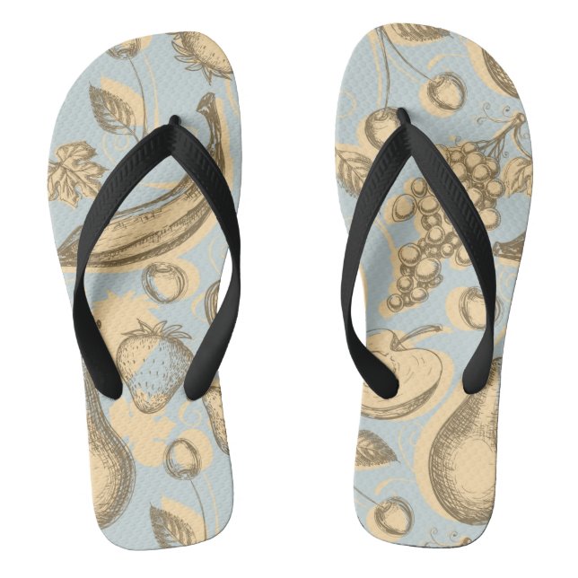 Vintage fruits pattern flip flops (Footbed)
