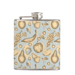 Vintage fruits pattern hip flask