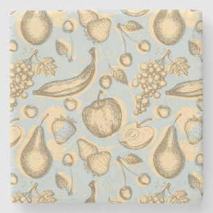 Vintage fruits pattern stone coaster