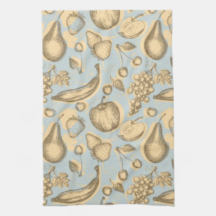 Vintage fruits pattern tea towel