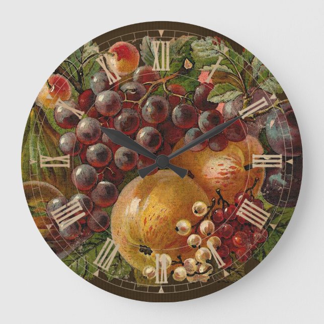 Vintage Fruits Roman Thanksgiving Clock (Front)