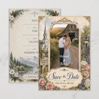 Vintage Fryeburg Maine Country Photo Save The Date