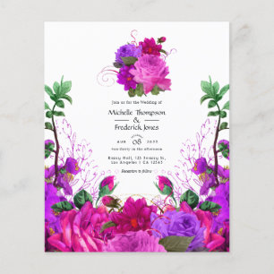 Vintage Fuchsia and Purple Floral Wedding Invite Flyer