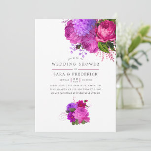 Vintage Fuchsia and Purple Shabby Wedding Shower Invitation