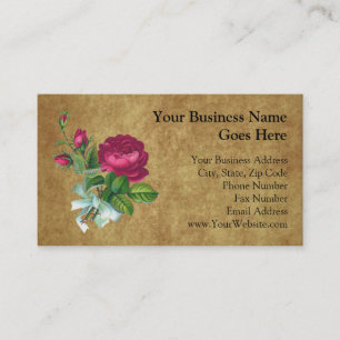 Vintage Fuchsia Rose Business Card