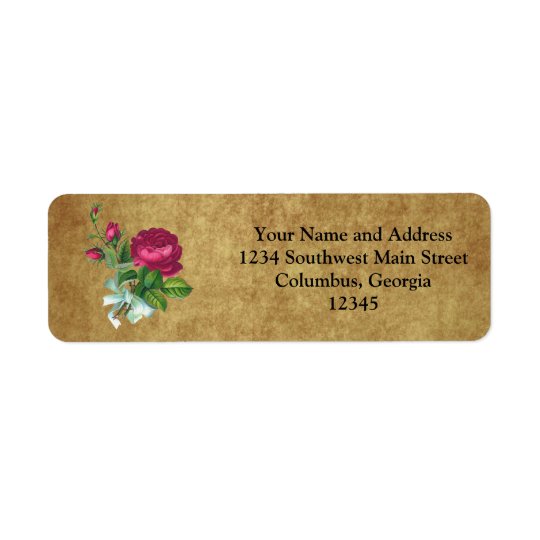 Vintage Fuchsia Rose Return Address Label