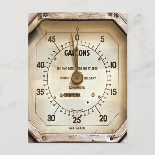 VINTAGE FUEL GAUGE POSTCARD (Front)