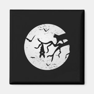 Vintage Full Moon Cat Bat Tree Spooky Halloween Co Magnet