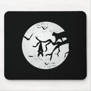 Vintage Full Moon Cat Bat Tree Spooky Halloween Co Mouse Mat