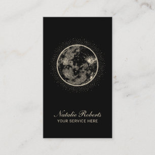 Vintage Full Moon Logo Elegant Salon & Spa Business Card