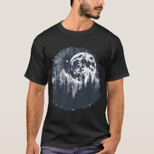 Vintage Full Moon Mountain Forest T-Shirt