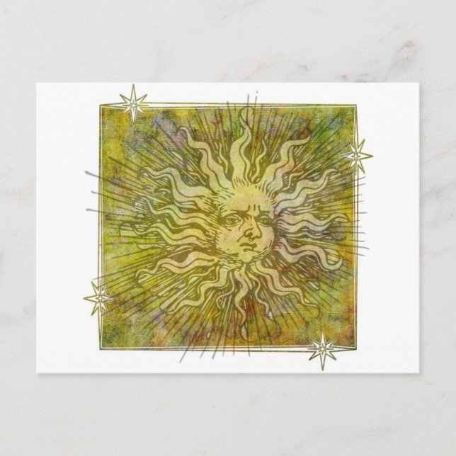 Vintage Full Sun Face Postcard (Front)