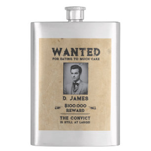 Vintage Fun Convict Reward Western Wanted Hip Flask