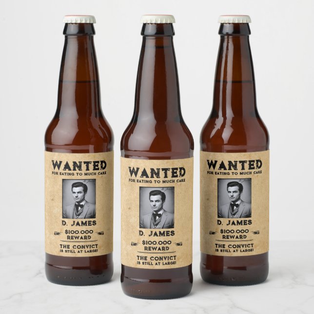 Vintage Fun Convict Reward Western Wanted Sticker (Bottles)
