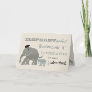 Vintage Fun Elephant Graduation Typographic Card