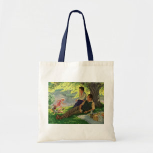 Vintage Fun Family Picnic Under a Shade Tree Tote Bag