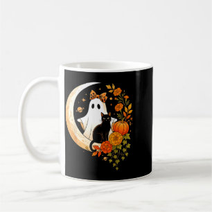 Vintage Fun Halloween Ghost Holding Black Cat Coffee Mug