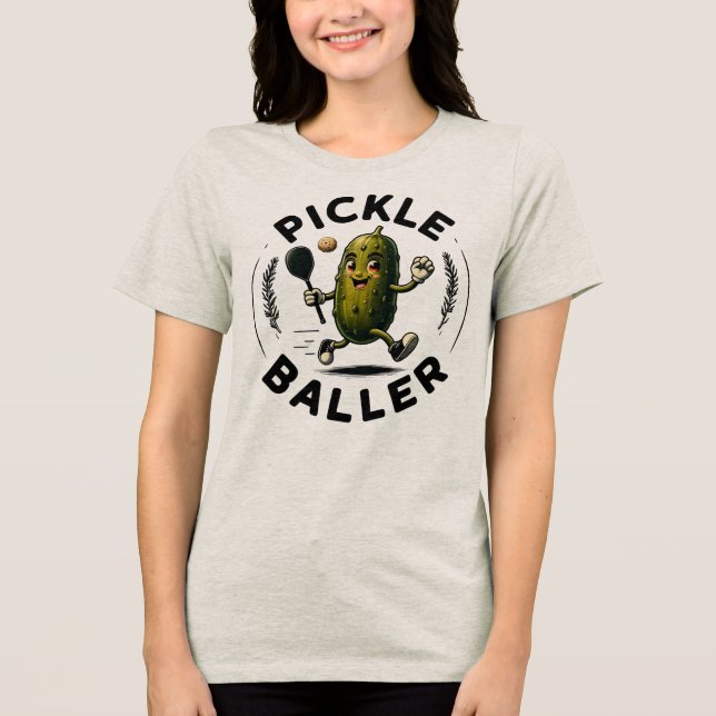 Vintage Fun Pickle Baller  Tri-Blend Shirt (Front)
