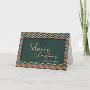Vintage fun reindeer typography logo Holiday card