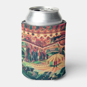 Vintage Funfair at Night Photo Can Cooler