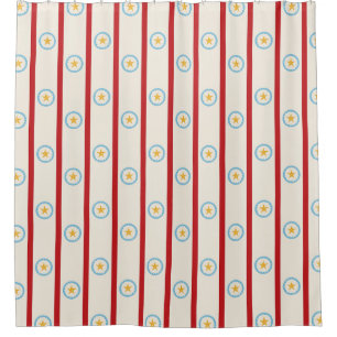 Vintage Funhouse Circus Stars & Stripes Pattern  Shower Curtain