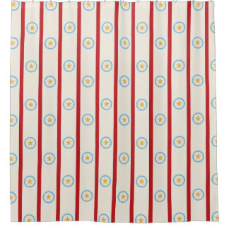 Vintage Funhouse Circus Stars & Stripes Pattern  Shower Curtain