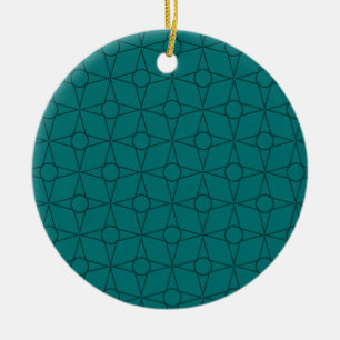 Vintage Funk Christmas Ornament, Teal Ceramic Tree Decoration
