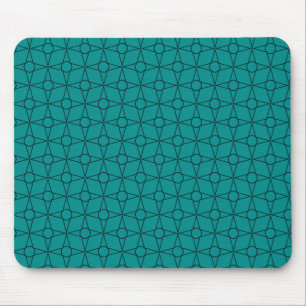 Vintage Funk Geometric Mousepad, Bright Teal Mouse Mat